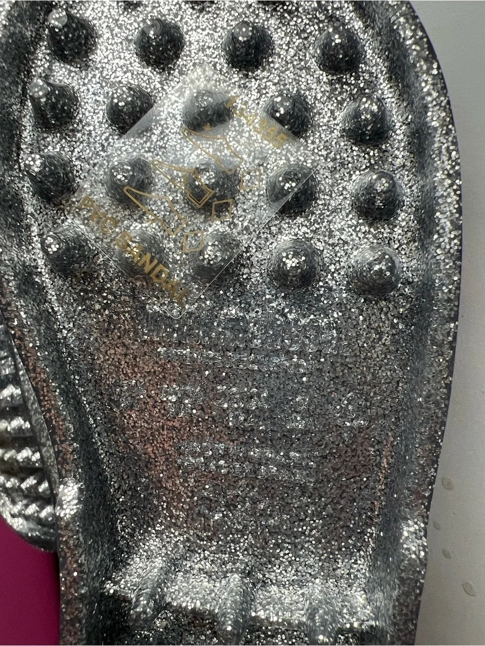 Mini Melissa Silver Glitter Jelly Sandals with Rainbow Accent Size 9